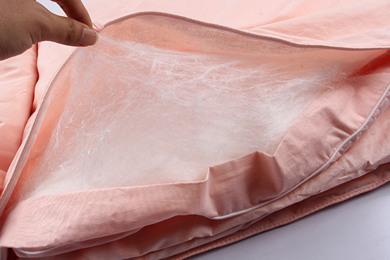 桔色全棉50%+50%柞蚕丝混合蚕丝被b