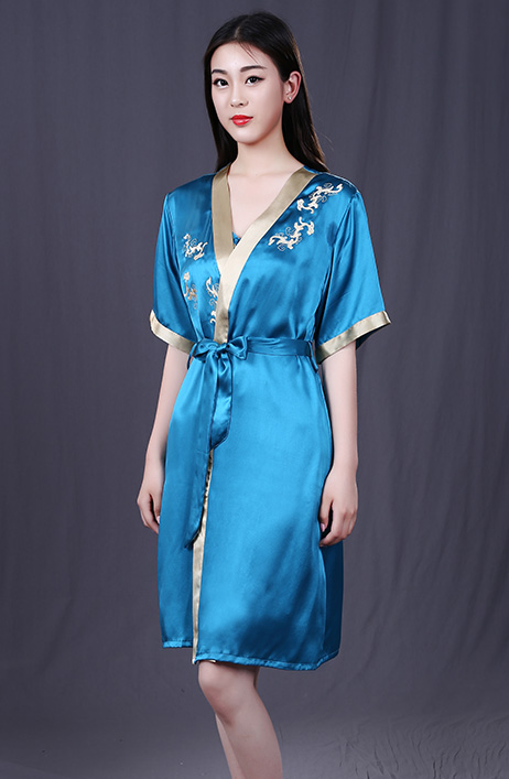 女士真丝睡袍