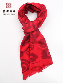 真丝红围巾